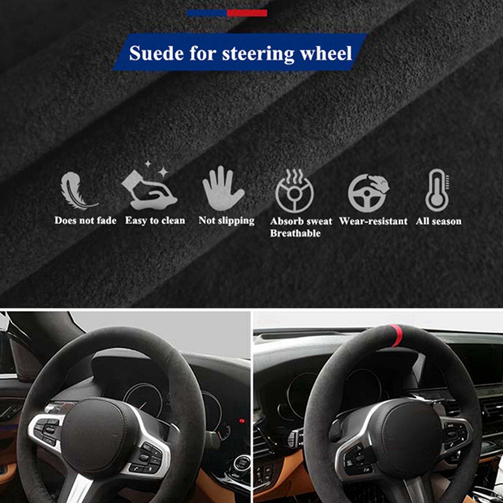Anti-Slip  Black Suede Braid C - Car Steering Wheel Cover Anti Slip Breathable recension och pris