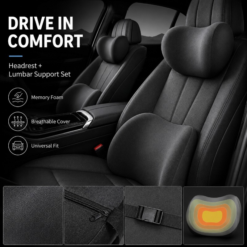 Car Headrest Neck Pillow and L - Memory Foam Car Neck Pillow Lumbar Support recension och pris