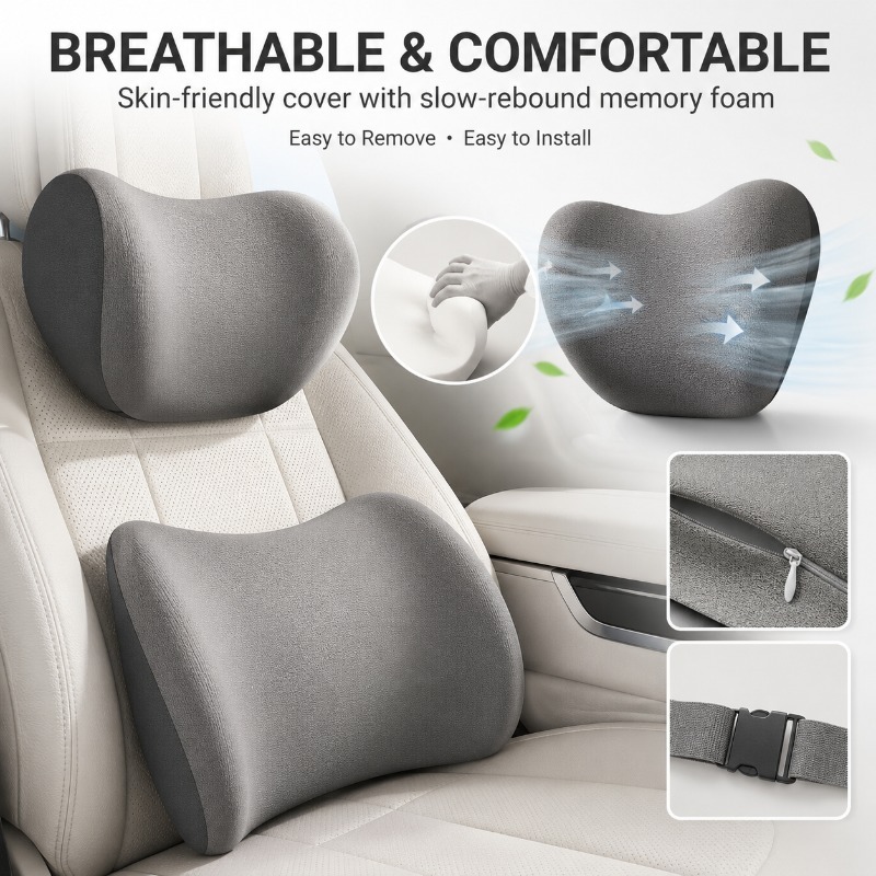 Car Headrest Neck Pillow and L - Memory Foam Car Neck Pillow Lumbar Support recension och pris