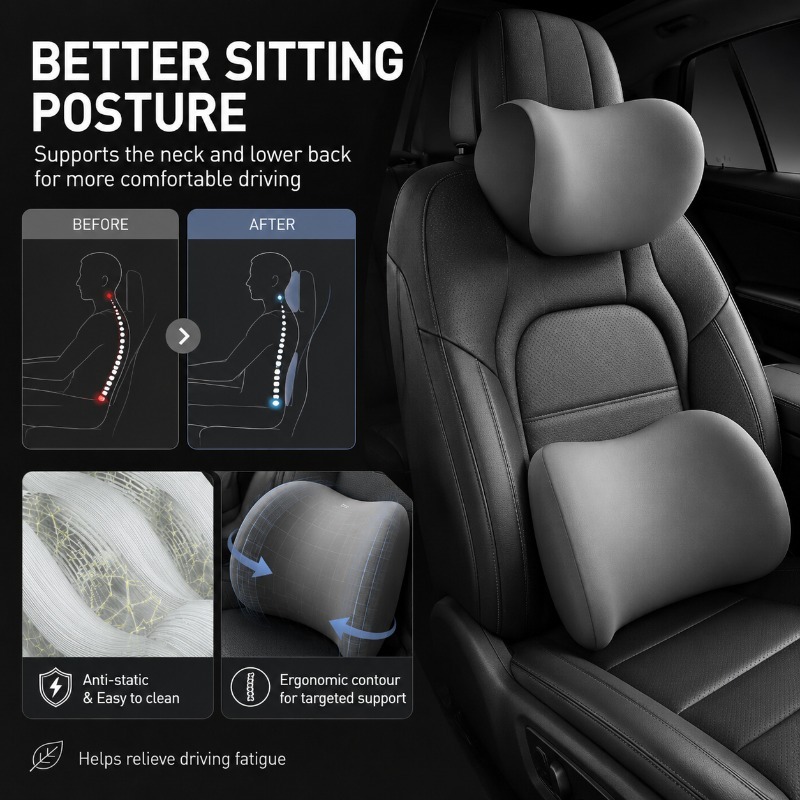 Car Headrest Neck Pillow and L - Memory Foam Car Neck Pillow Lumbar Support recension och pris