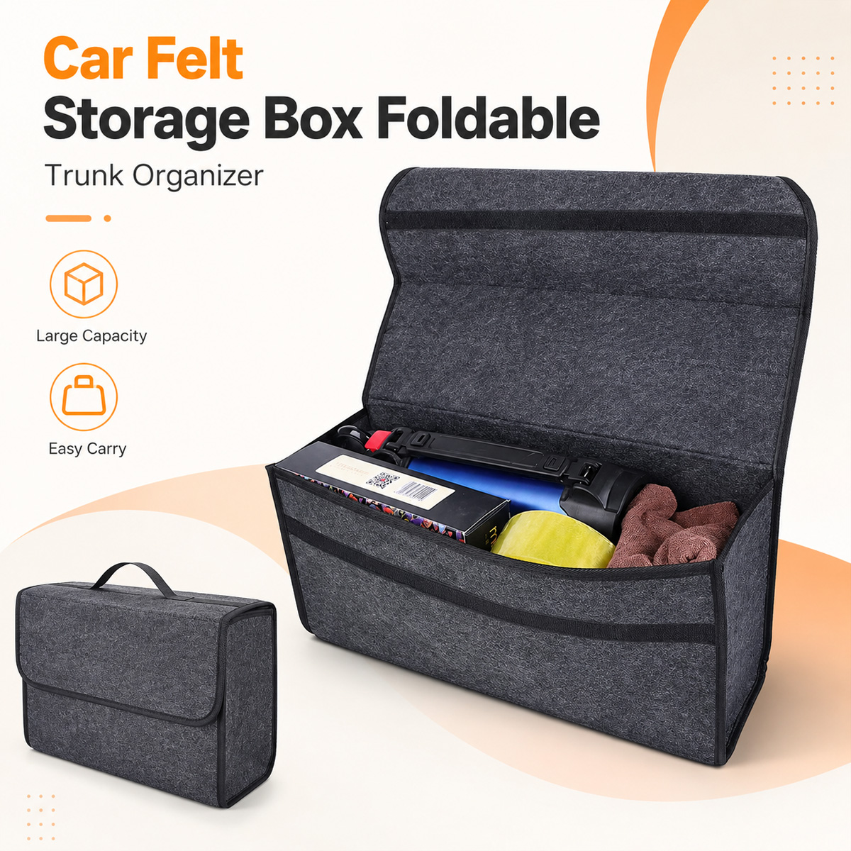 YONGRUN Foldable Felt Car Stor - Car Trunk Organizer Foldable Storage Box recension och pris