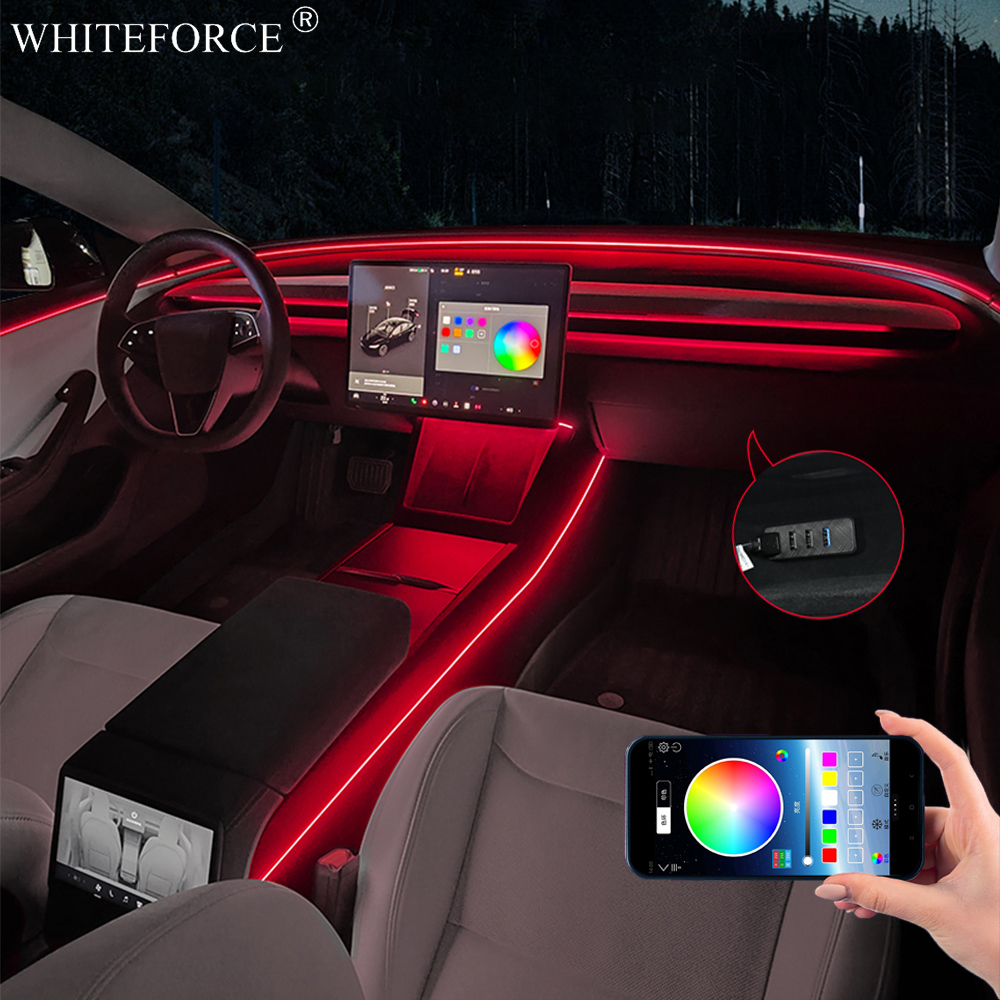 For Tesla Model Y Juniper LED  - Led Ambient Interior Car Lights App Control recension och pris