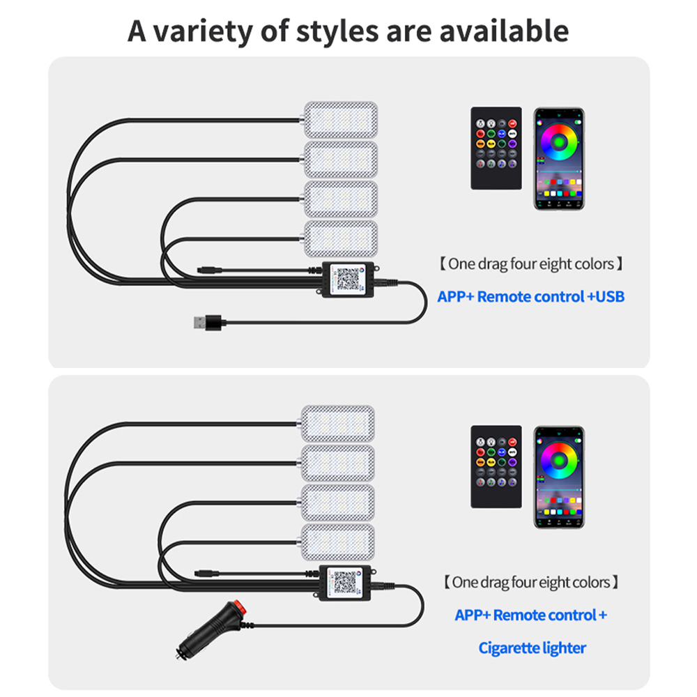 Car LED Footwell Light 4PCS RG - Led Ambient Interior Car Lights App Control recension och pris