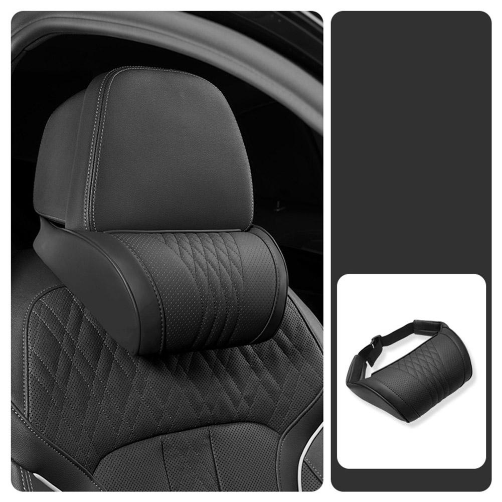 Luxury Leather Car Headrest Pi - Memory Foam Car Neck Pillow Lumbar Support recension och pris