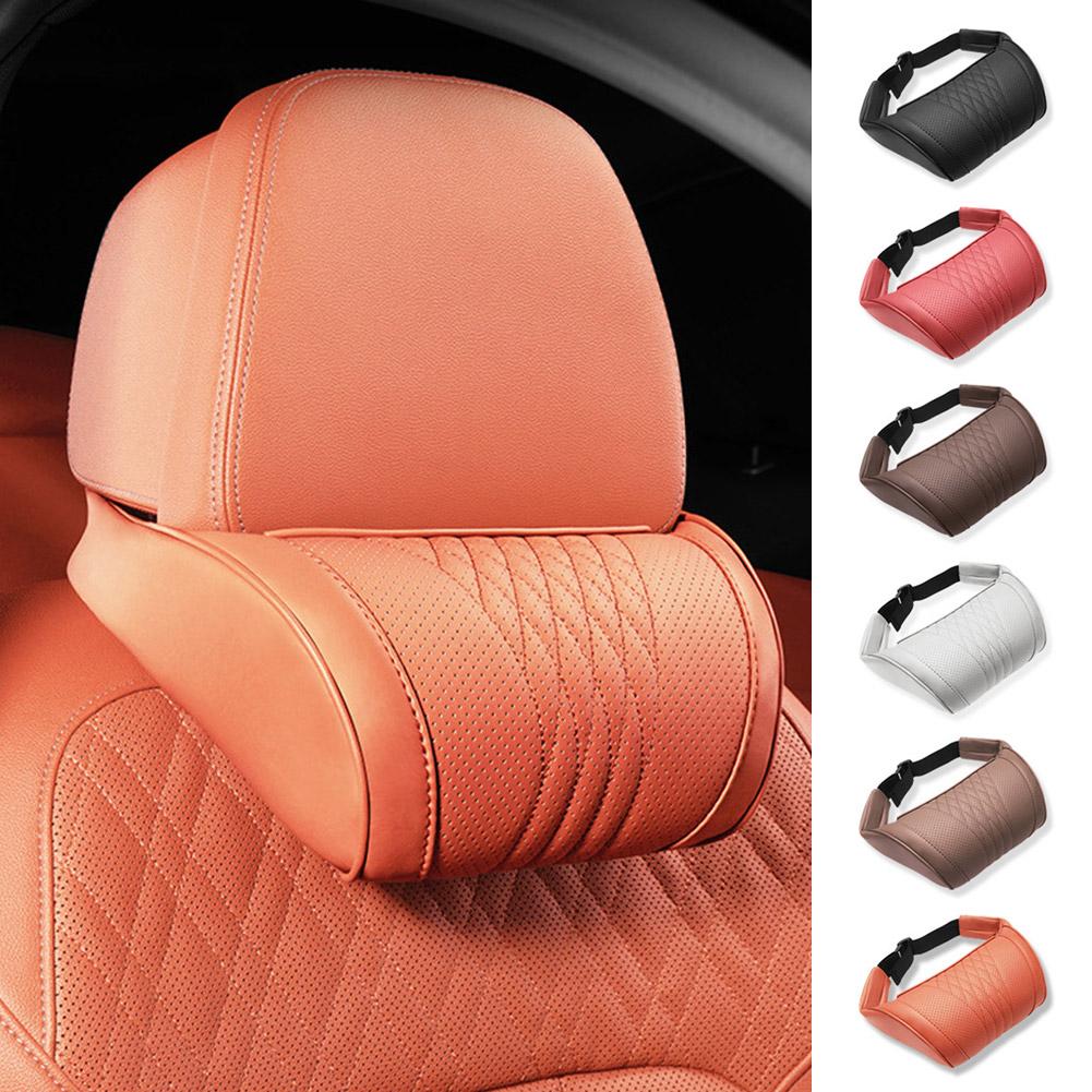 Luxury Leather Car Headrest Pi - Memory Foam Car Neck Pillow Lumbar Support recension och pris
