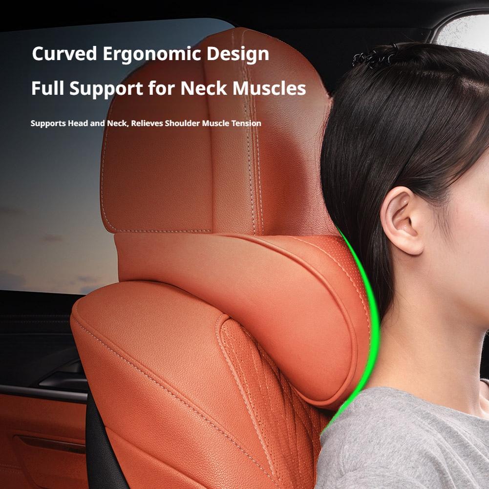 Luxury Leather Car Headrest Pi - Memory Foam Car Neck Pillow Lumbar Support recension och pris