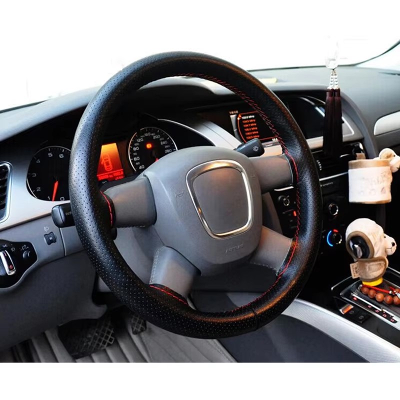 New 36 38 40cm Genuine Leather - Car Steering Wheel Cover Anti Slip Breathable recension och pris